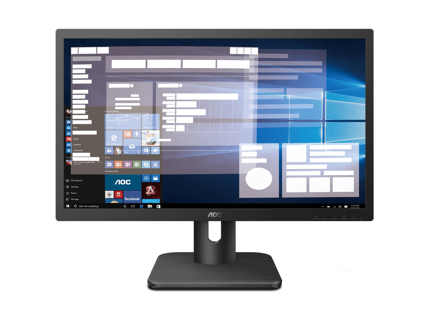 Samsung Aoc Monitor 19.5” HD+ 1600X900 HDMI VGA Vesa Flicker Free Low Blue Mode Internal Power Supply 3YR Warranty