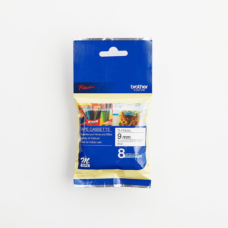 Brother Non Laminated Tape Black On White 8M X 9MM
