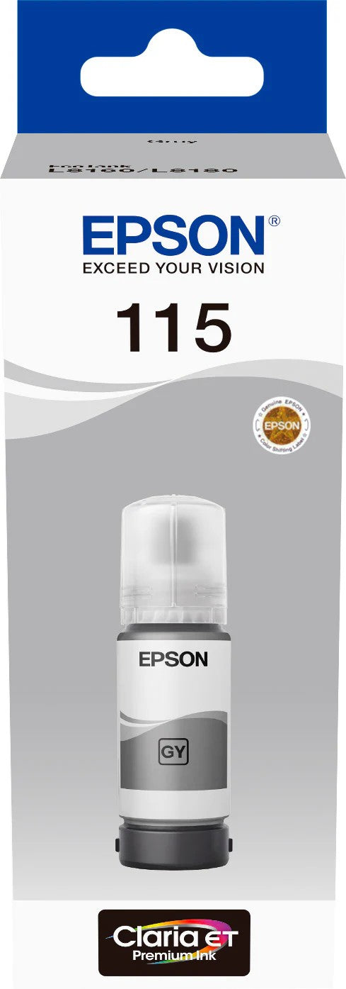Epson 115 Ink Bottles Grey 70ML Ecotank L8160 6200 Pages 2300 Photos