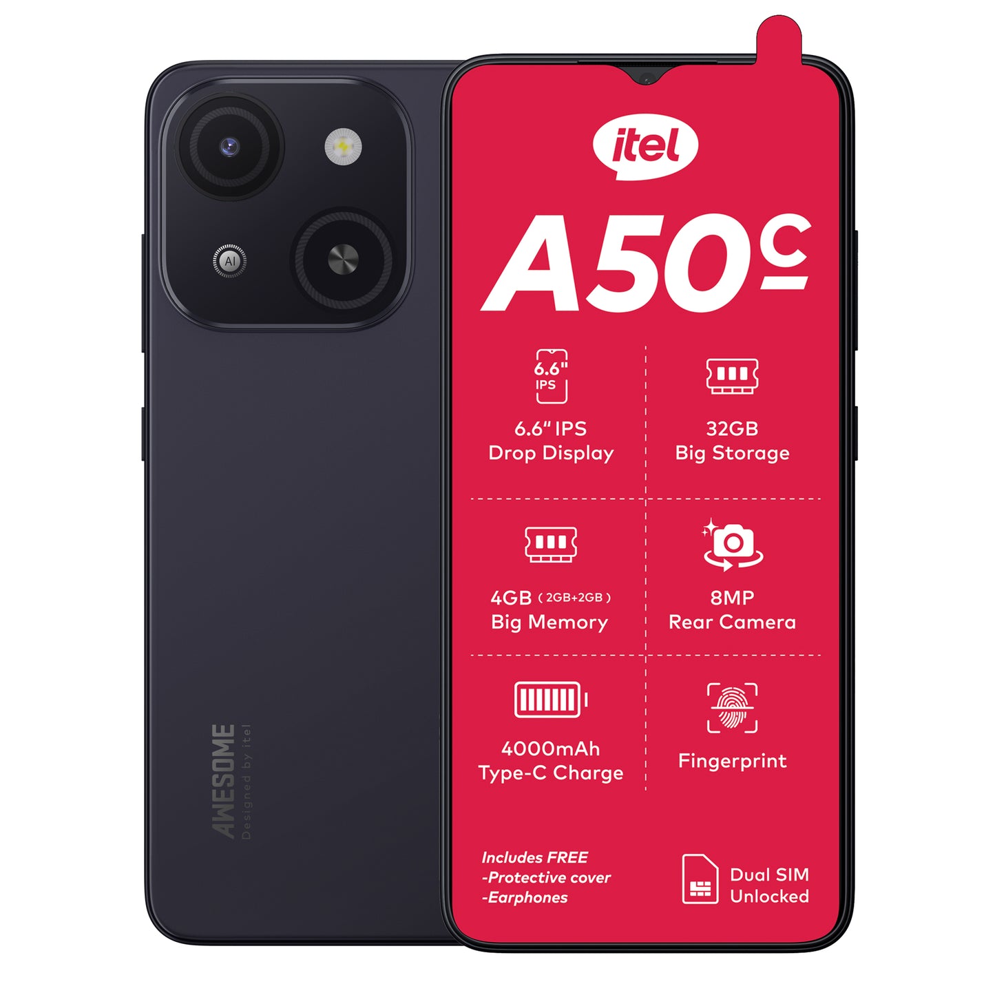 Itel A50C 32GB Ds Black