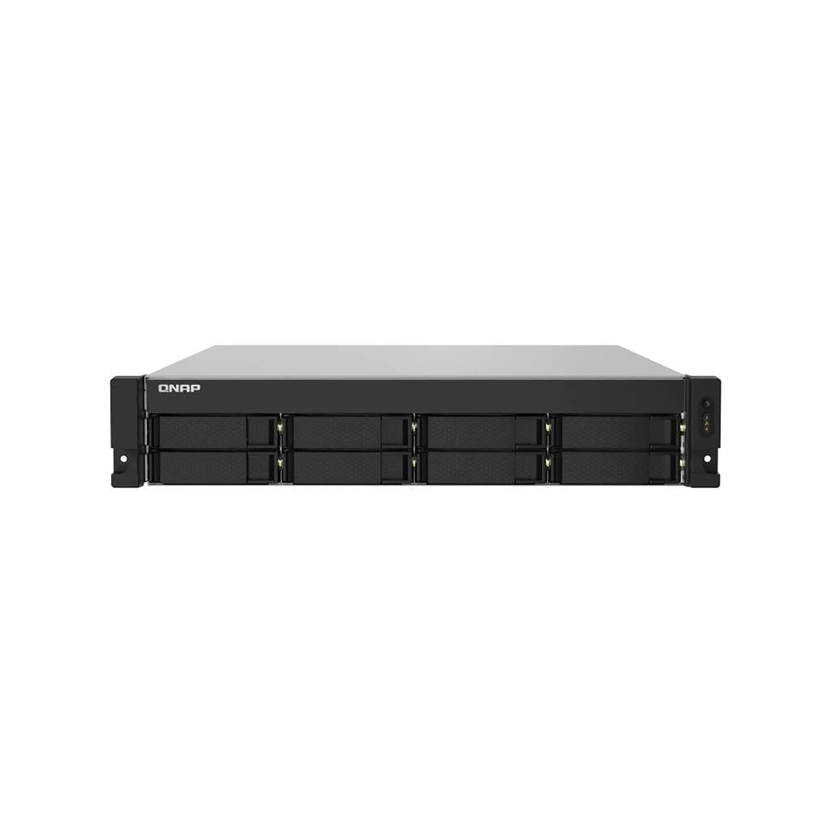 Qnap 8-BAY Quad-Core 17 GHZ Rackmount Nas With 250W PSU 4GB DDR4 Udimm RAM SATA 6GBPS 2X 10GBE Sfp+ LAN 2X 1GBE LAN