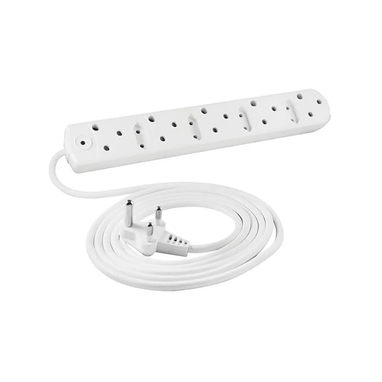 Zone 5 Way Low Cost Power Duct 16A + 3M Pvc White Crabtree M/Plug U/Sw + O/L C2035/3P