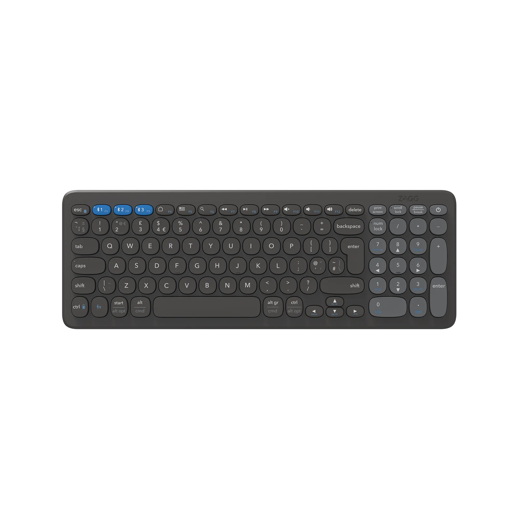 Zagg Pro Keyboard Mid Size-Charcoal-Uk 15''