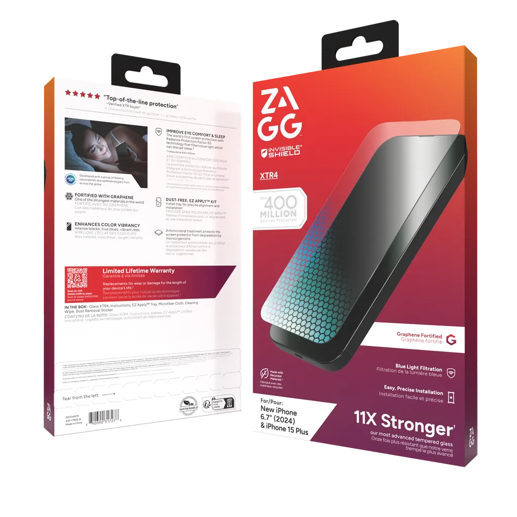 Zagg Invisibleshield Glass XTR4 Apple IP16 PLUS/15 Plus Screen