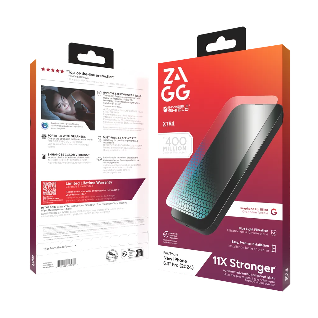 Zagg Invisibleshield Glass XTR4 Apple IP16 Pro Screen
