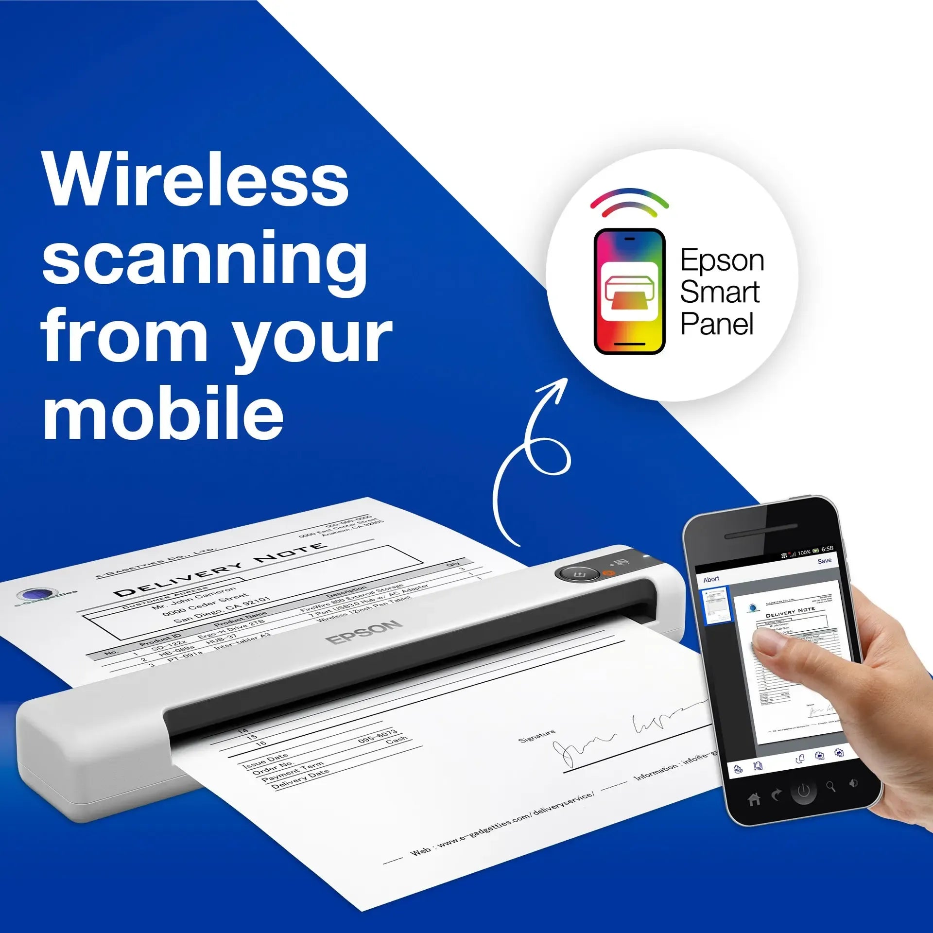 Epson Scan Epson Workforce DS-80W Wireless Mobile Scanner image 2