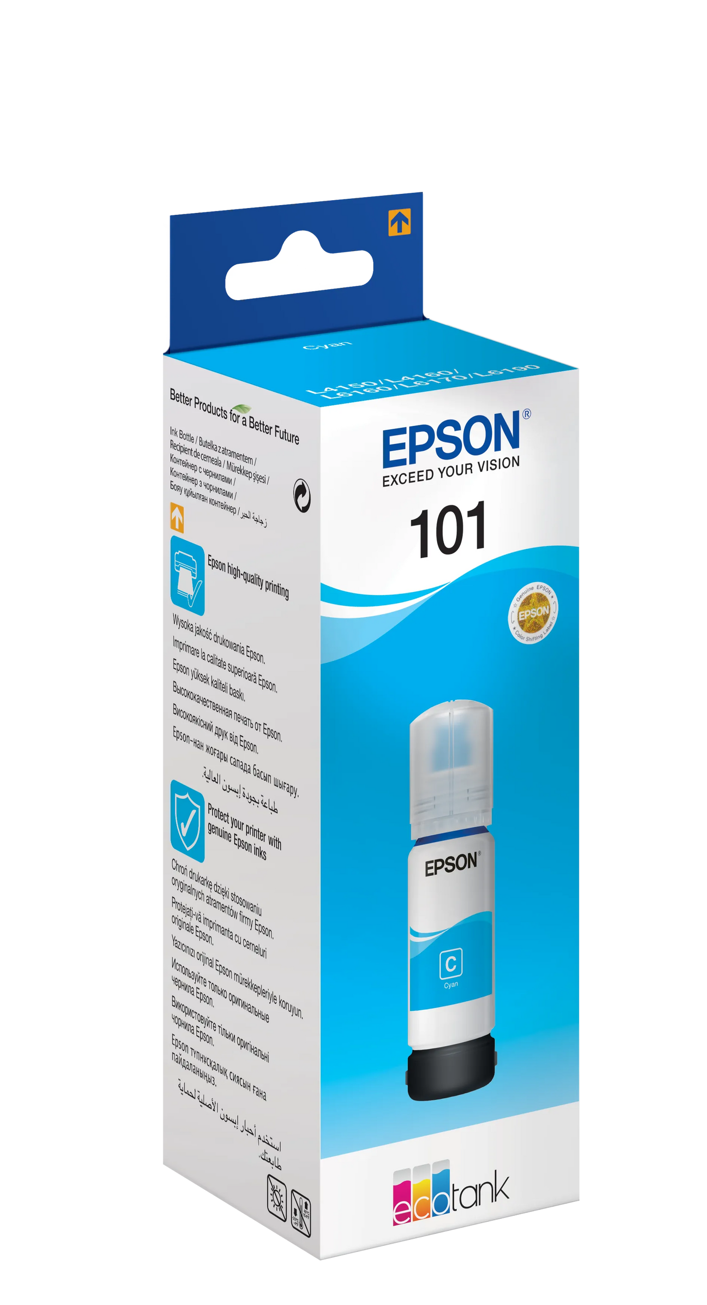 Epson Consumables Epson 101 Ecotank Cyan Ink Bottle (70ML). 6000 Pages @ 5% Coverage. image 3