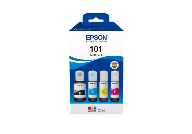 Epson Consumables Epson 101 Ecotank Multipack Ink Bottle (337ML). Black 7500 Pgs & 6000 Pages Each Colour @ 5% Coverage.