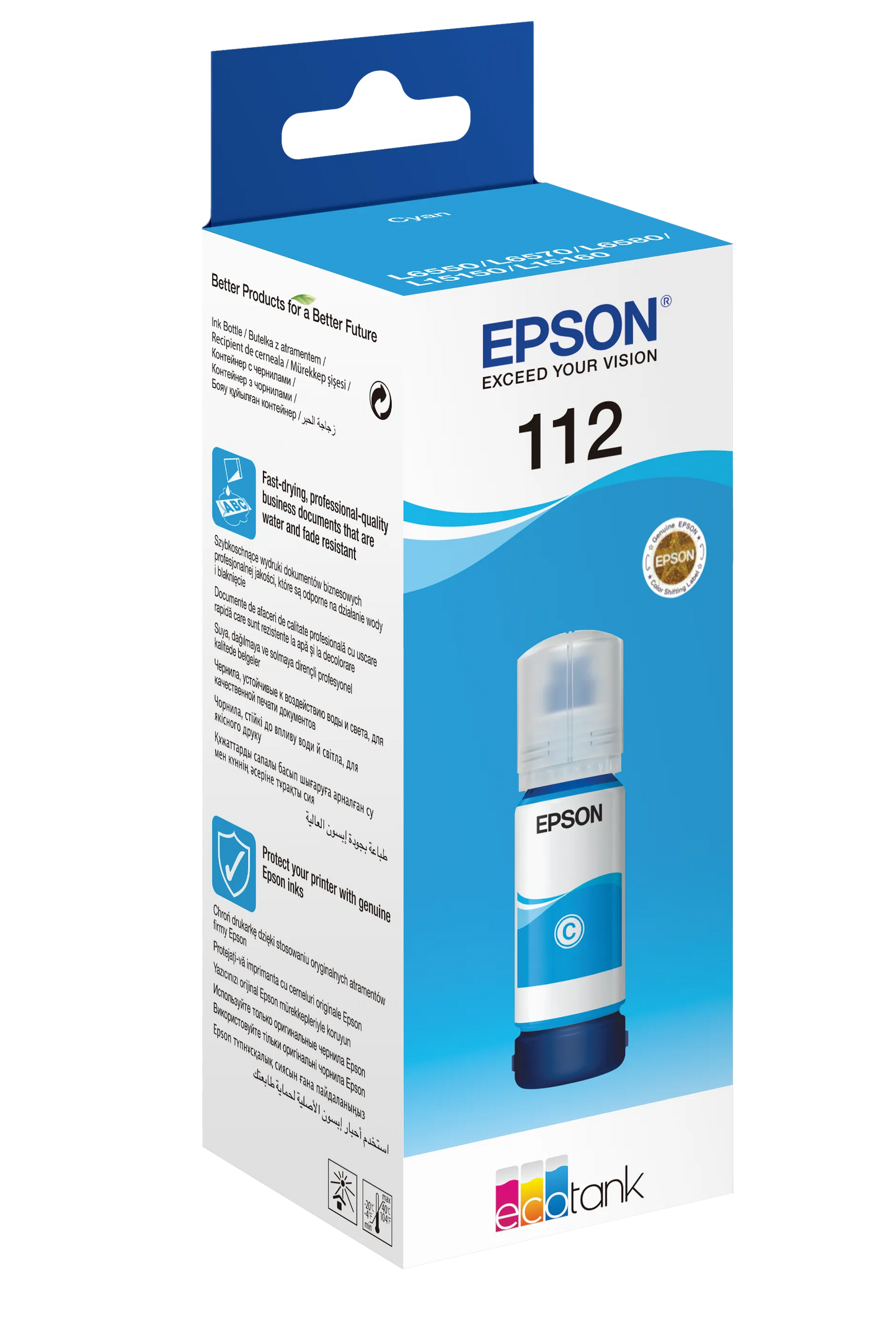 Epson Consumables Epson 112 Ecotank Pigment Cyan Ink Bottle (70 Ml). 6000 Pages @ 5% Coverage