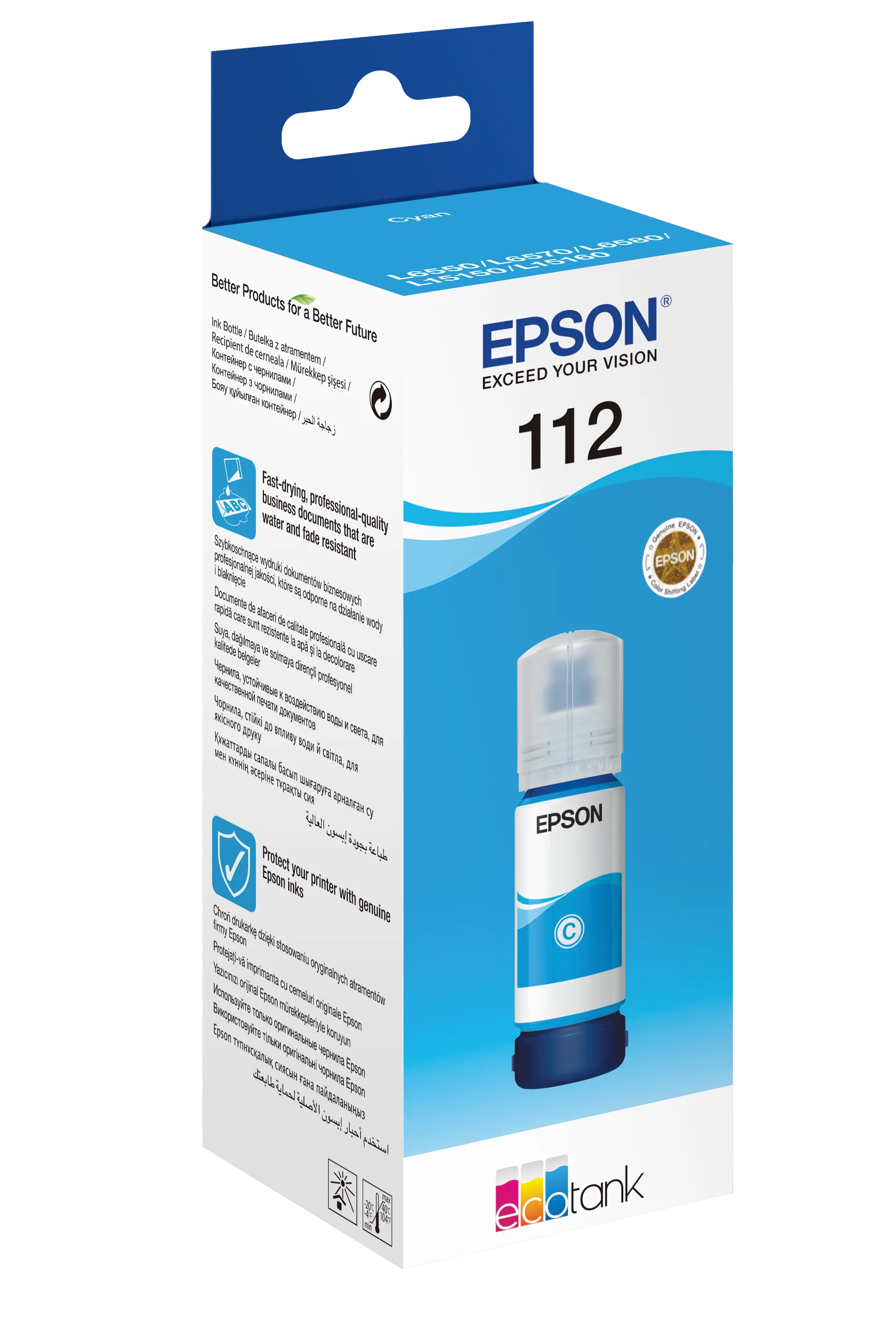 Epson Consumables Epson 112 Ecotank Pigment Cyan Ink Bottle (70 Ml). 6000 Pages @ 5% Coverage