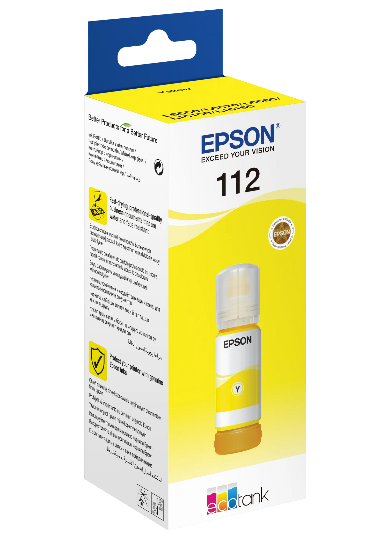 Epson Consumables Epson 112 Ecotank Pigment Yellow Ink Bottle (70 Ml) 6000 Pages @ 5% Coverage image 2