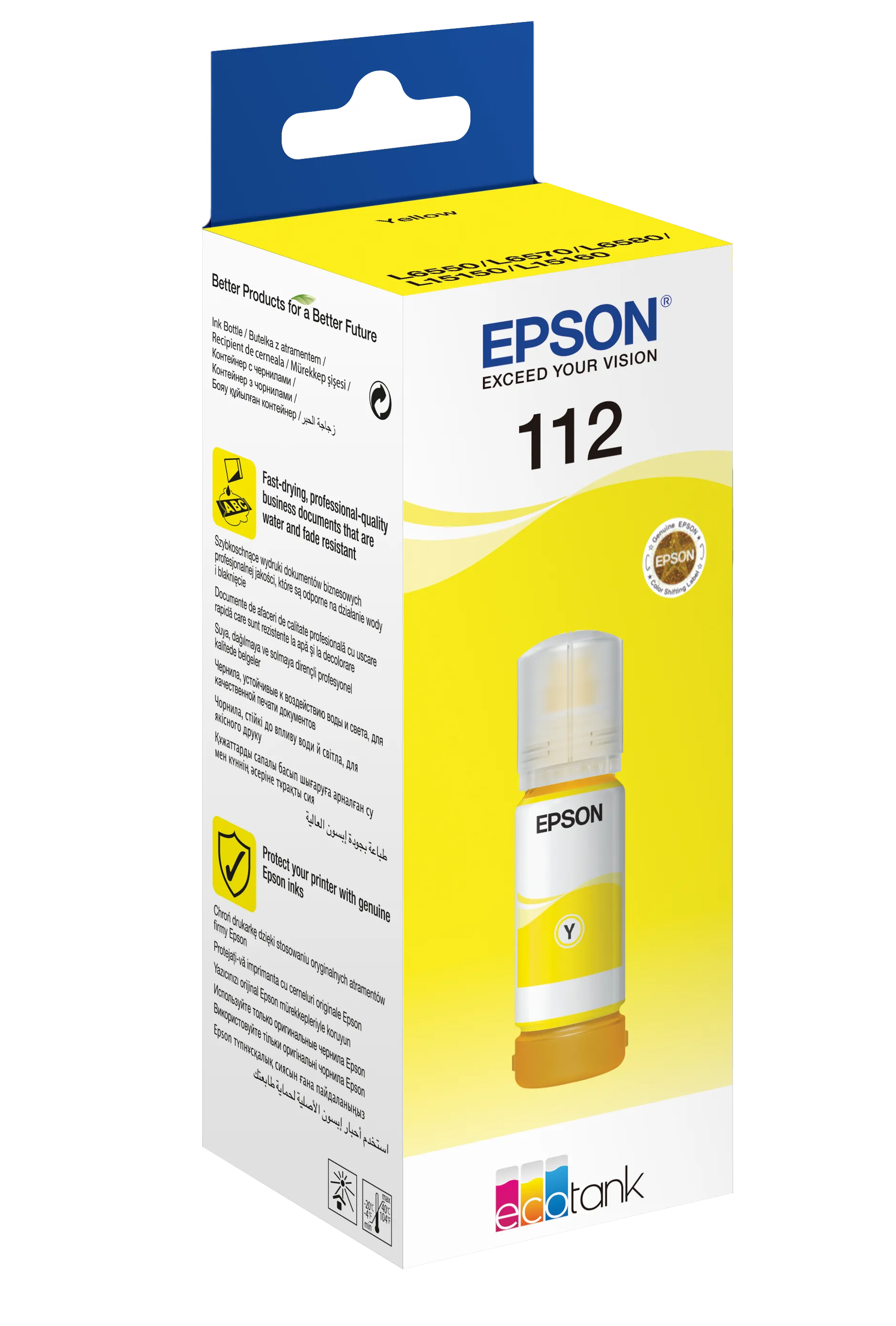 Epson Consumables Epson 112 Ecotank Pigment Yellow Ink Bottle (70 Ml) 6000 Pages @ 5% Coverage image 2