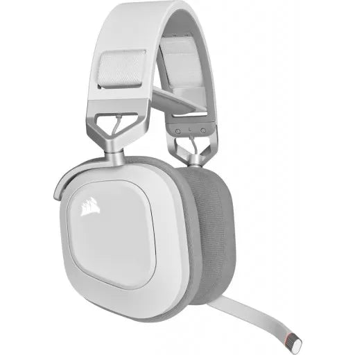 Corsair HS80 RGB Wireless Premium White Headset; Spatial Audio; 50MM Audio Drivers; Omni-Directional Microphone PC/ Mac/ Playstation