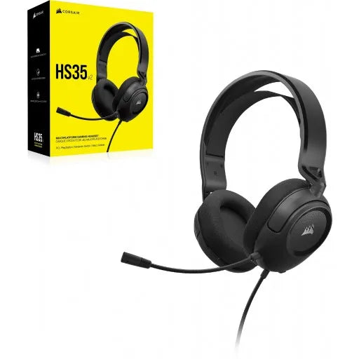 Corsair HS35 V2 Carbon Gaming Headset; Universal 3.5MM Connectivity; 50MM Audio Drivers; Flexible Omni-Directional Microphone -