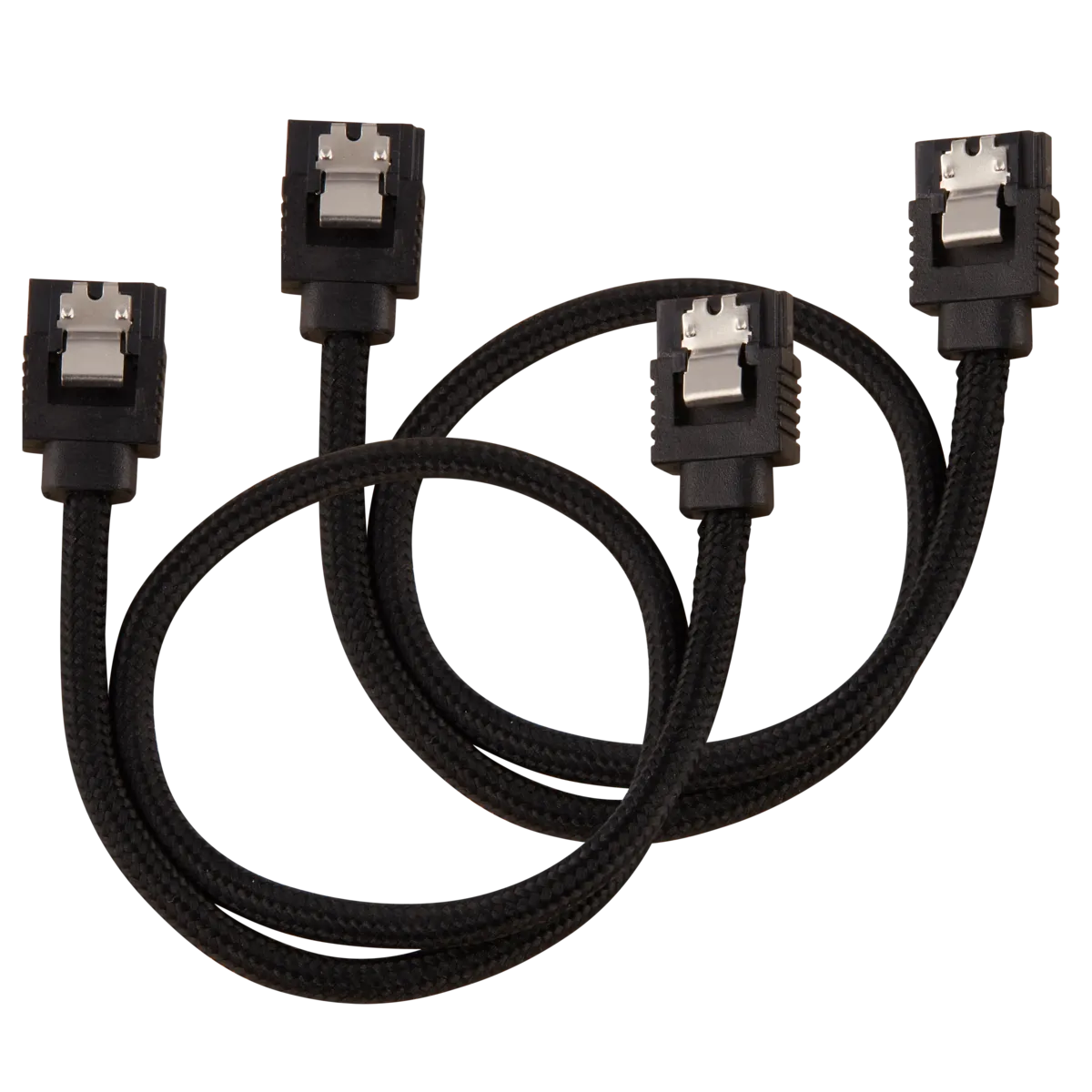 Corsair Premium Sleeved SATA Data Cable Set With Straight Connectors; Black; 30CM image 2