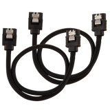 Corsair Premium Sleeved SATA Data Cable Set With Straight Connectors; Black; 30CM image 2