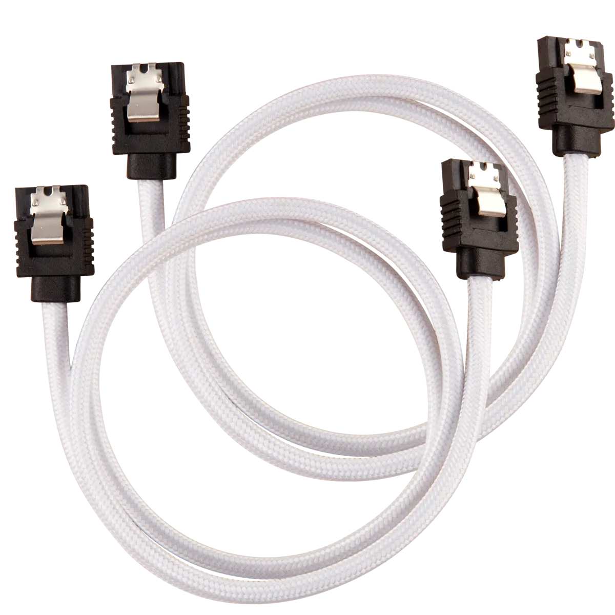 Corsair Premium Sleeved SATA Data Cable Set With Straight Connectors; White; 60CM image 2