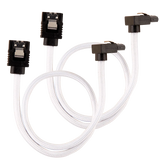 Corsair Premium Sleeved SATA Data Cable Set With 90° Connectors; White; 30CM image 2