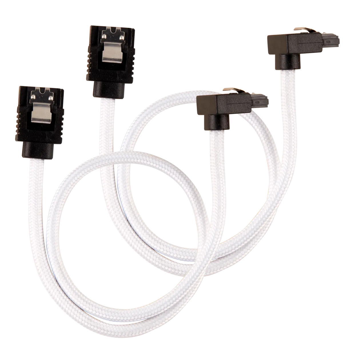 Corsair Premium Sleeved SATA Data Cable Set With 90° Connectors; White; 30CM image 2