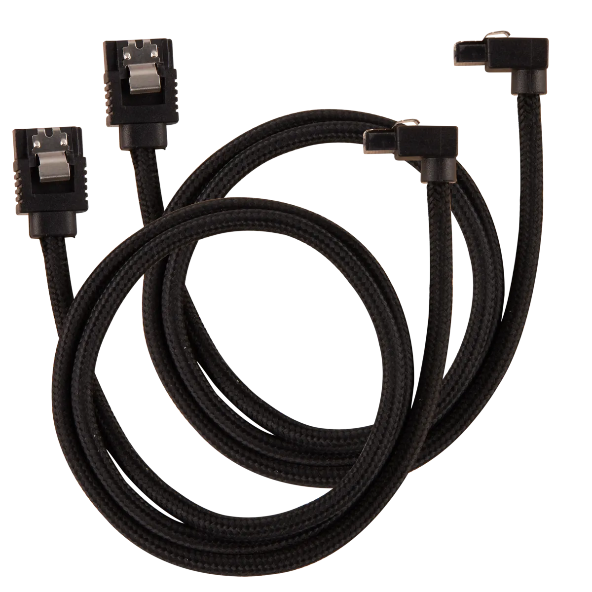Corsair Premium Sleeved SATA Data Cable Set With 90° Connectors; Black; 60CM