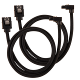 Corsair Premium Sleeved SATA Data Cable Set With 90° Connectors; Black; 60CM