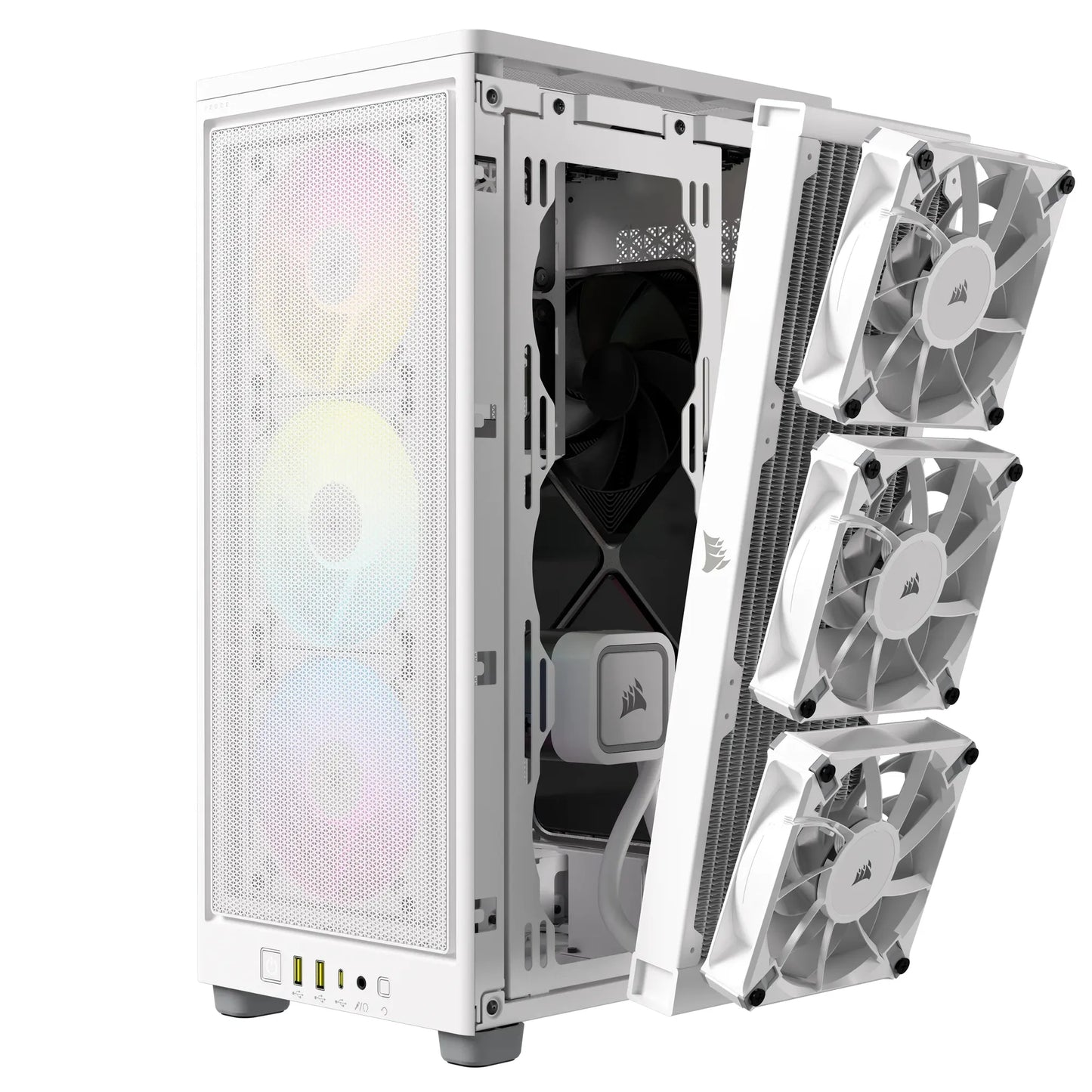 Corsair Icue 2000D RGB Airflow White Mini-Itx PC Case; 3X 2.5'' Drive Bays; Up To 360MM Radiator Compatible; 2X 120MM Fan Incl image 5
