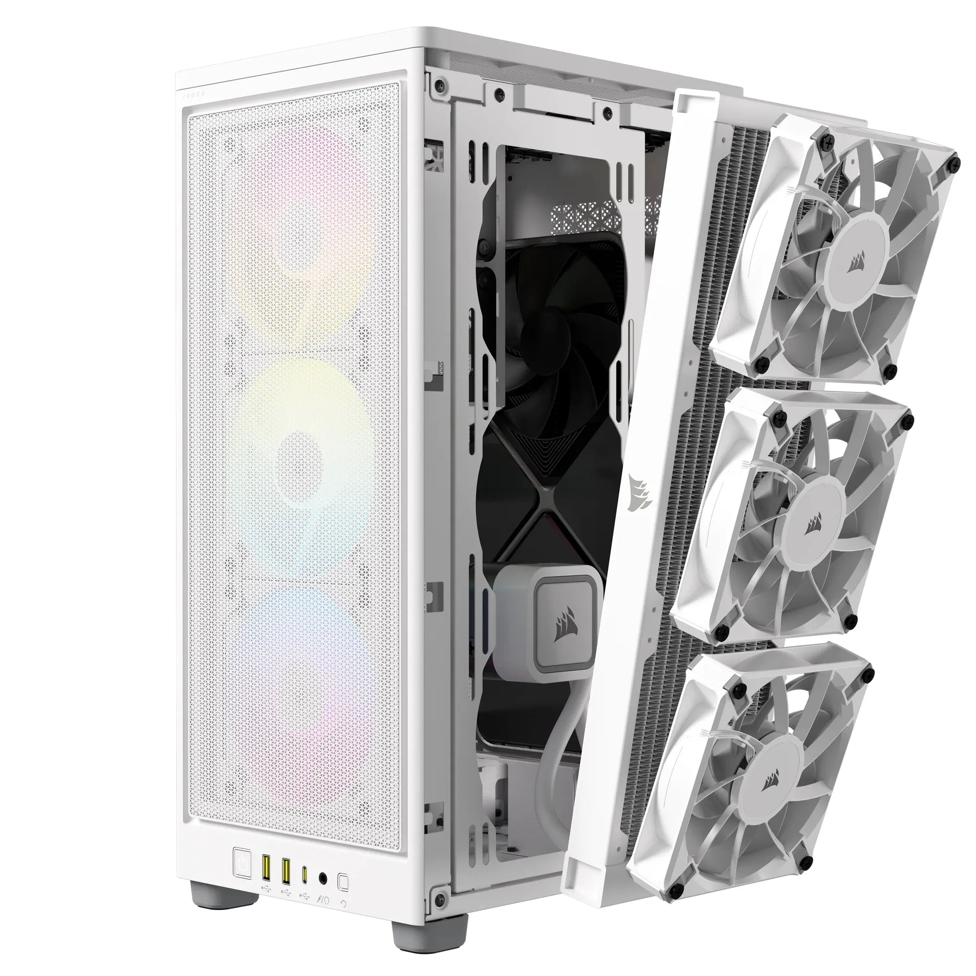 Corsair Icue 2000D RGB Airflow White Mini-Itx PC Case; 3X 2.5'' Drive Bays; Up To 360MM Radiator Compatible; 2X 120MM Fan Incl image 5