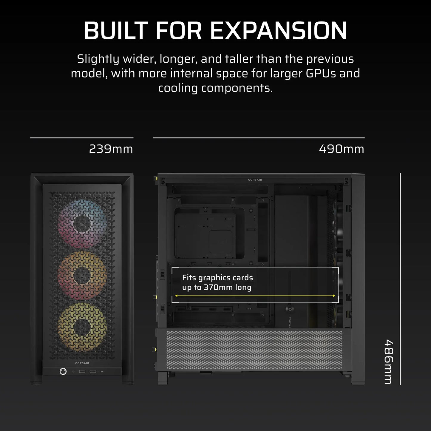 Corsair Frame 4000D RS ARGB Black Mid-Tower PC Case; 2X 3.5'' | 2X 2.5'' Drive Bays; Up To 360MM Radiator; 3X RS ARGB PWM Fans; image 2