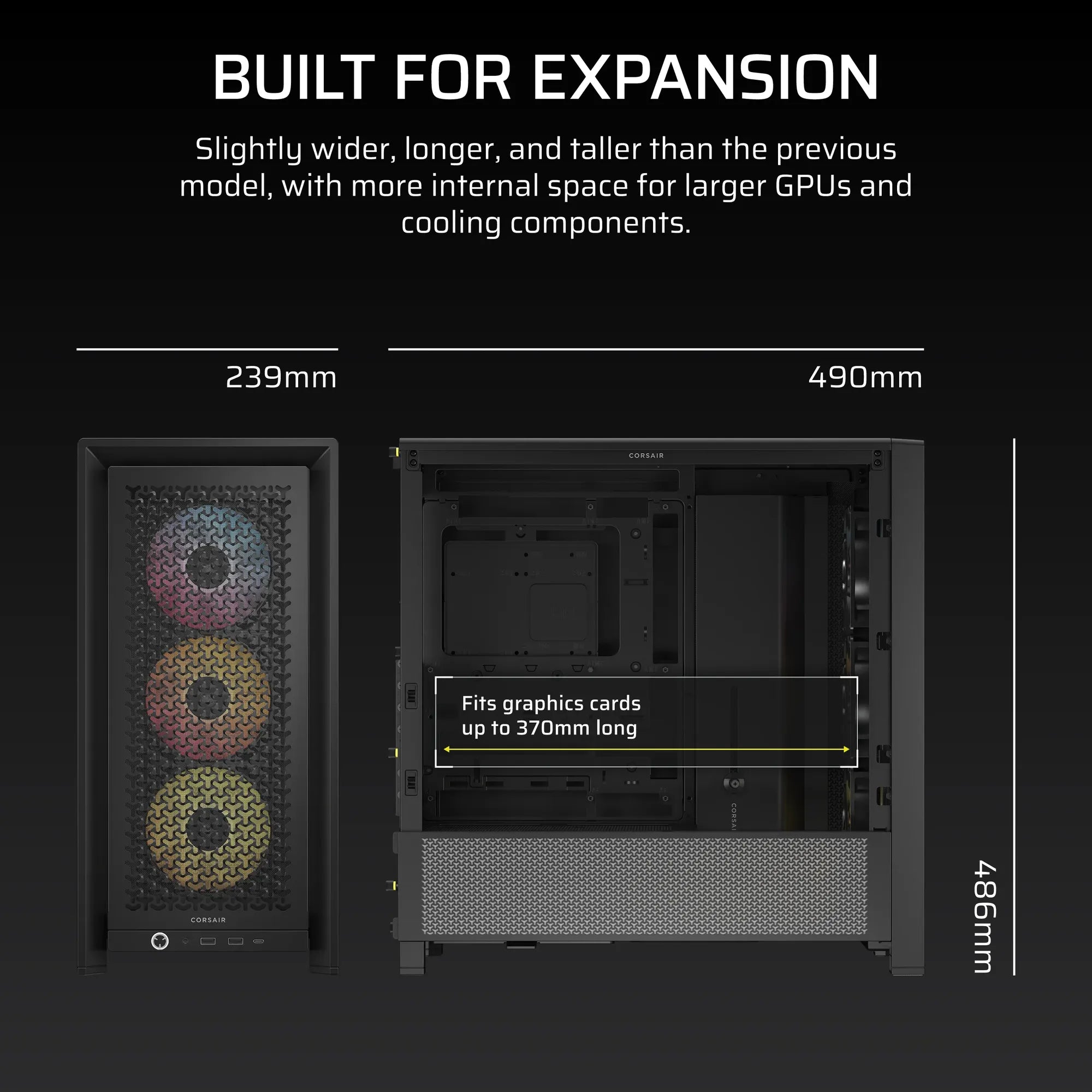 Corsair Frame 4000D RS ARGB Black Mid-Tower PC Case; 2X 3.5'' | 2X 2.5'' Drive Bays; Up To 360MM Radiator; 3X RS ARGB PWM Fans; image 2