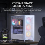 Corsair Frame 5000D ARGB RS Mid-Tower PC Case; 4X 4X RS140 ARGB Fans; 2X 2.5'' ; 1X 3.5'' ; White.