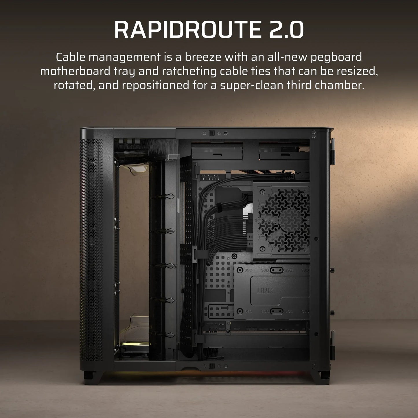 Corsair Air 5400 Rs-R ARGB Triple Chamber Mid-Tower PC Case ; 3X Fans Included; 2X 2.5'' ; 1X 3.5'' Black image 2