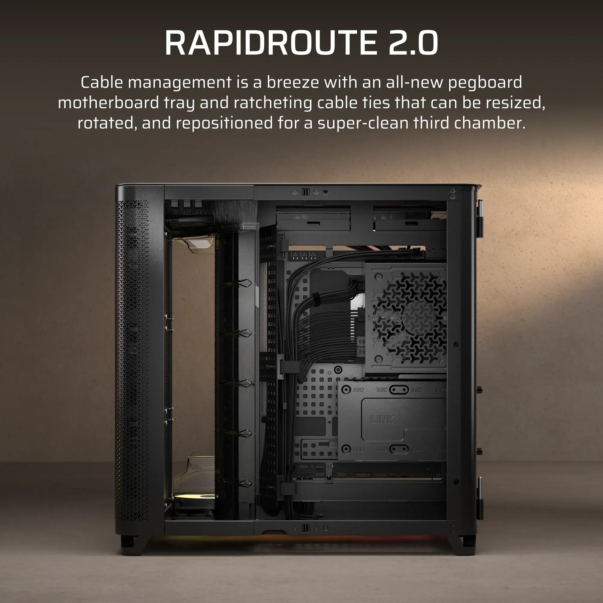 Corsair Air 5400 Rs-R ARGB Triple Chamber Mid-Tower PC Case ; 3X Fans Included; 2X 2.5'' ; 1X 3.5'' Black image 2
