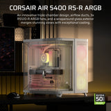 Corsair Air 5400 Rs-R ARGB Triple Chamber Mid-Tower PC Case ; 3X Fans Included; 2X 2.5'' ; 1X 3.5'' White image 2