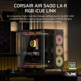 Corsair Air 5400 Lx-R RGB Icue Link Triple Chamber Mid-Tower PC Case ;3X Fans INCLUDED;2X 2.5'' ; 1X 3.5''; Black image 3