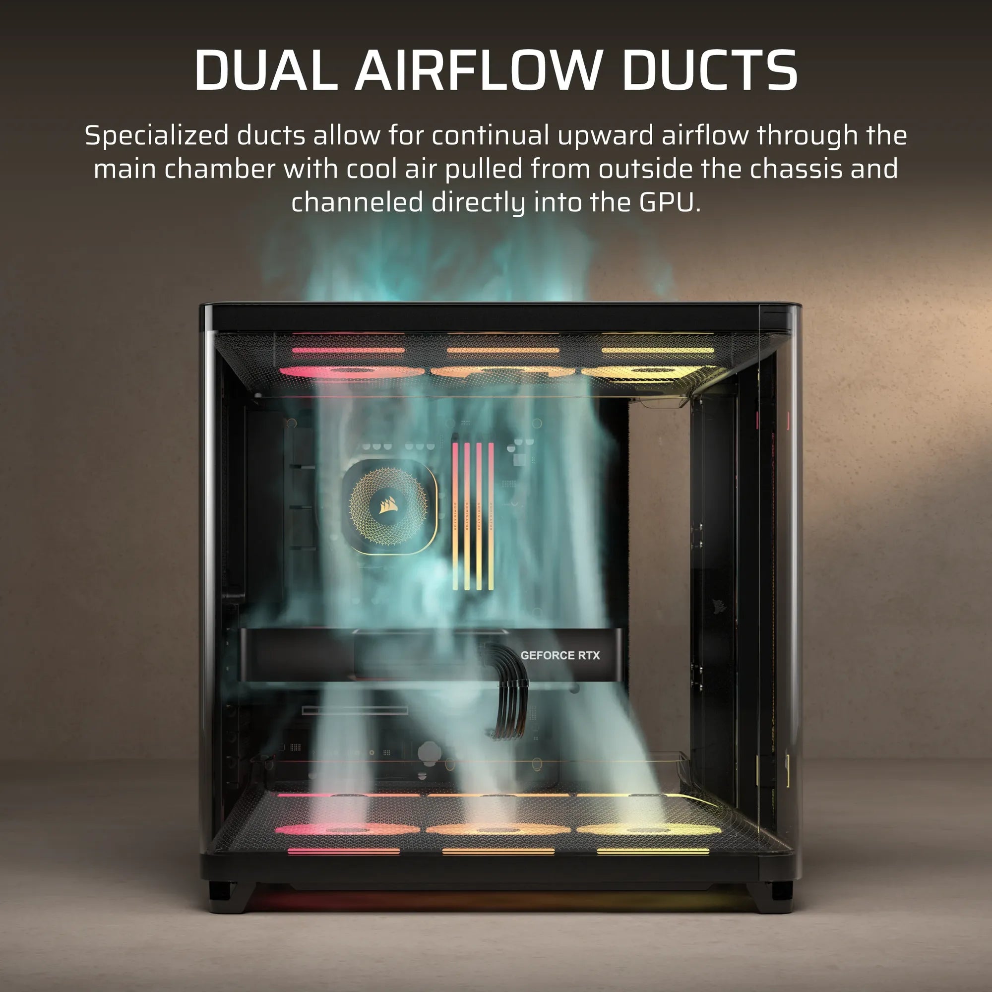 Corsair Air 5400 Lx-R RGB Icue Link Triple Chamber Mid-Tower PC Case ;3X Fans INCLUDED;2X 2.5'' ; 1X 3.5''; Black image 5