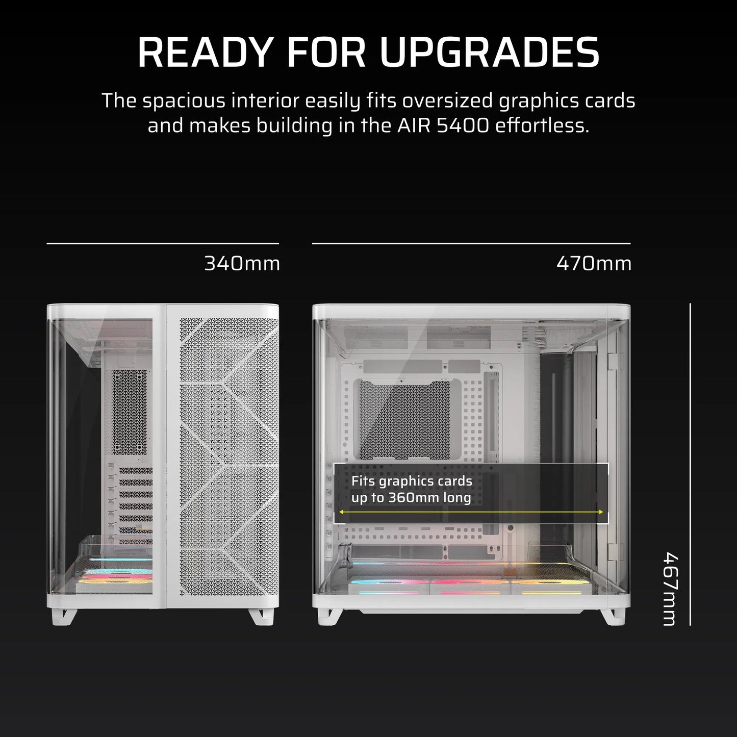 Corsair Air 5400 Lx-R RGB Icue Link Triple Chamber Mid-Tower PC Case ;3X Fans INCLUDED;2X 2.5'' ; 1X 3.5''; White image 5
