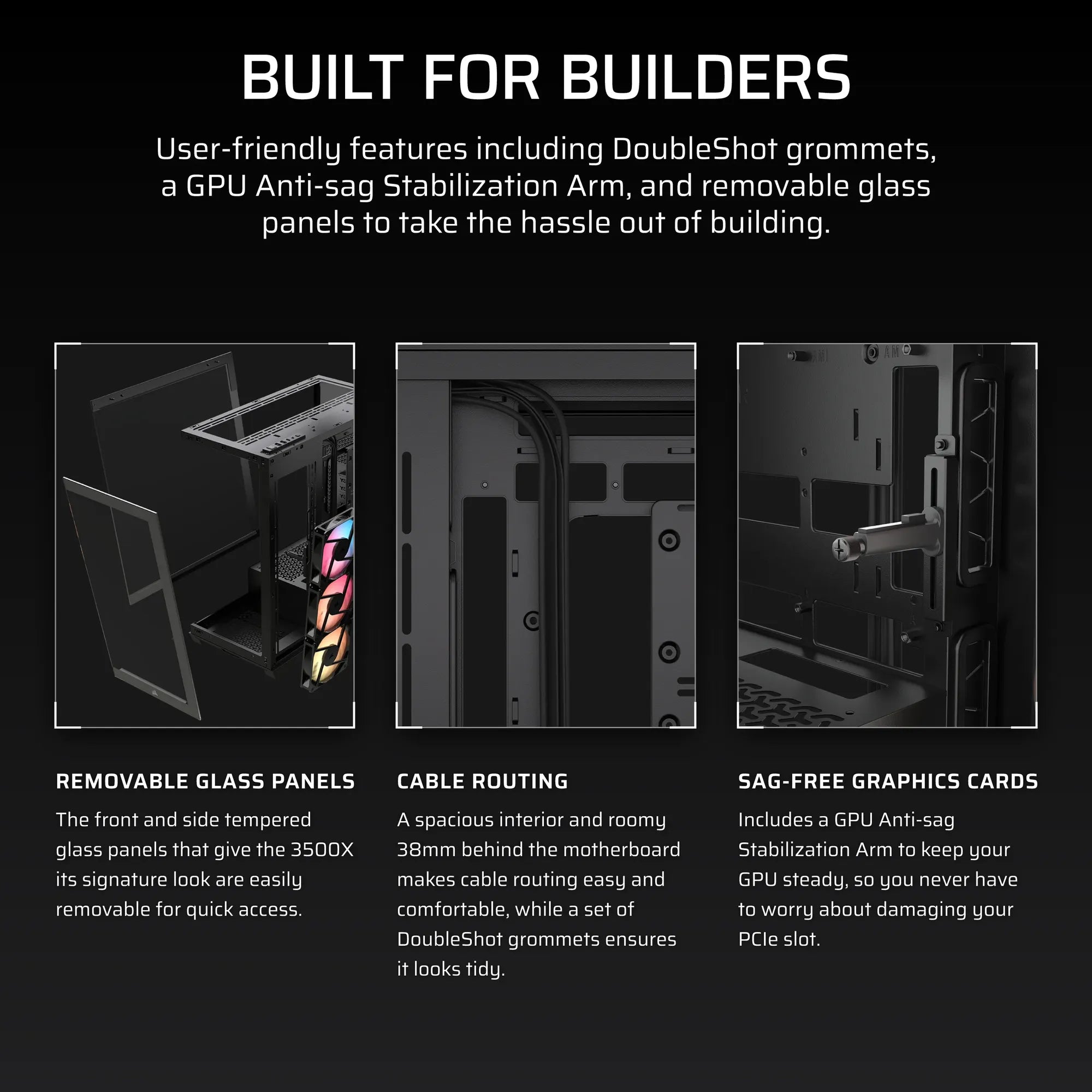 Corsair 3500X Rs-R ARGB Tempered Glass Mid-Tower PC Case; Black image 4