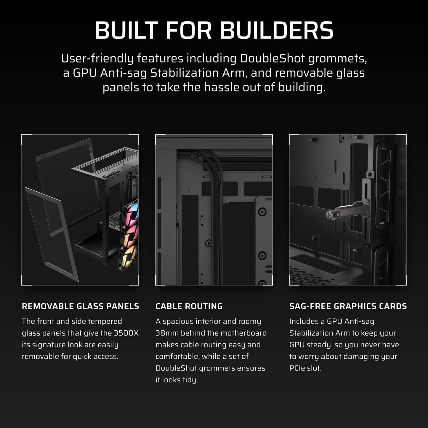 Corsair 3500X Rs-R ARGB Tempered Glass Mid-Tower PC Case; Black image 4
