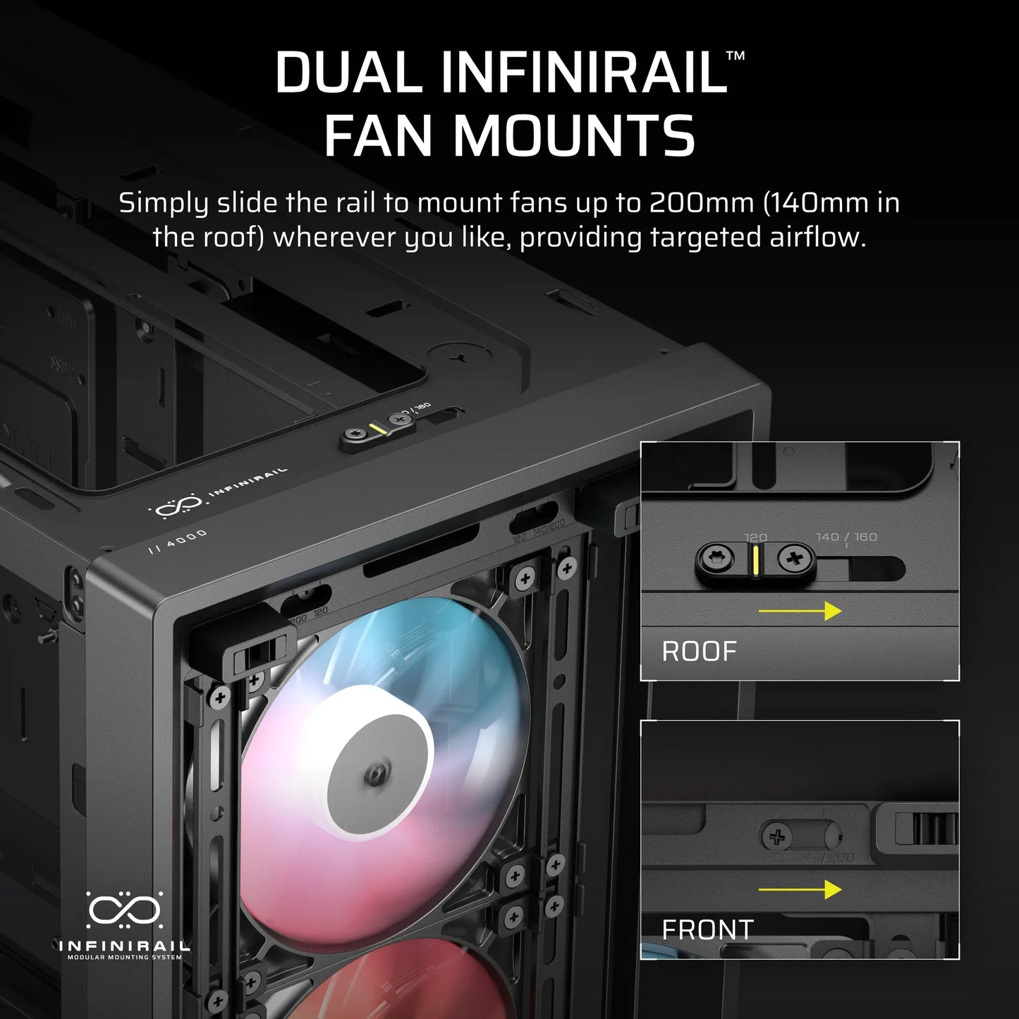 Corsair Frame 4000D Lcd RS ARGB Premium Mid-Tower PC Case; Includes 4X RS120 PWM ARGB Fans; Xeneon Edge; Black.