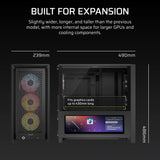 Corsair Frame 4000D Lcd RS ARGB Premium Mid-Tower PC Case; Includes 4X RS120 PWM ARGB Fans; Xeneon Edge; Black. image 3