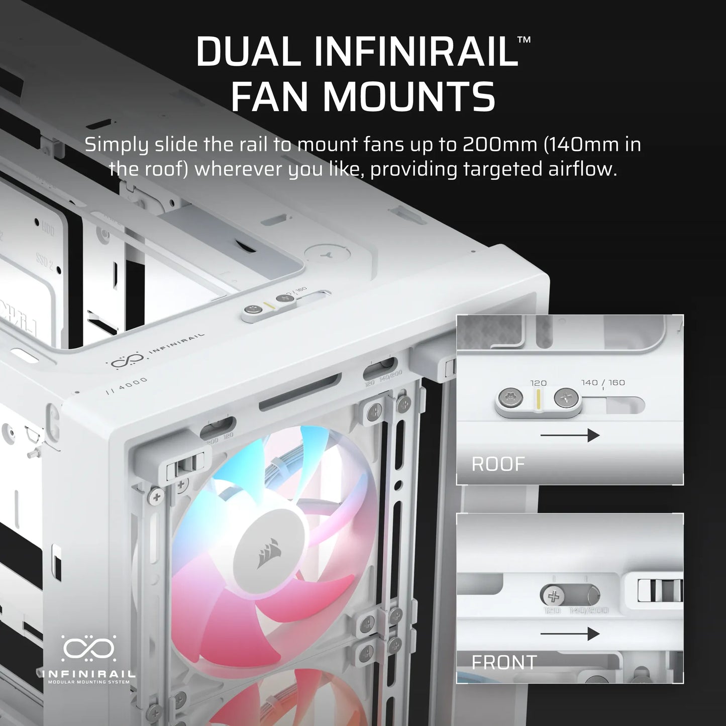 Corsair Frame 4000D Lcd RS ARGB Premium Mid-Tower PC Case; Includes 4X RS120 PWM ARGB Fans; Xeneon Edge; White. image 2