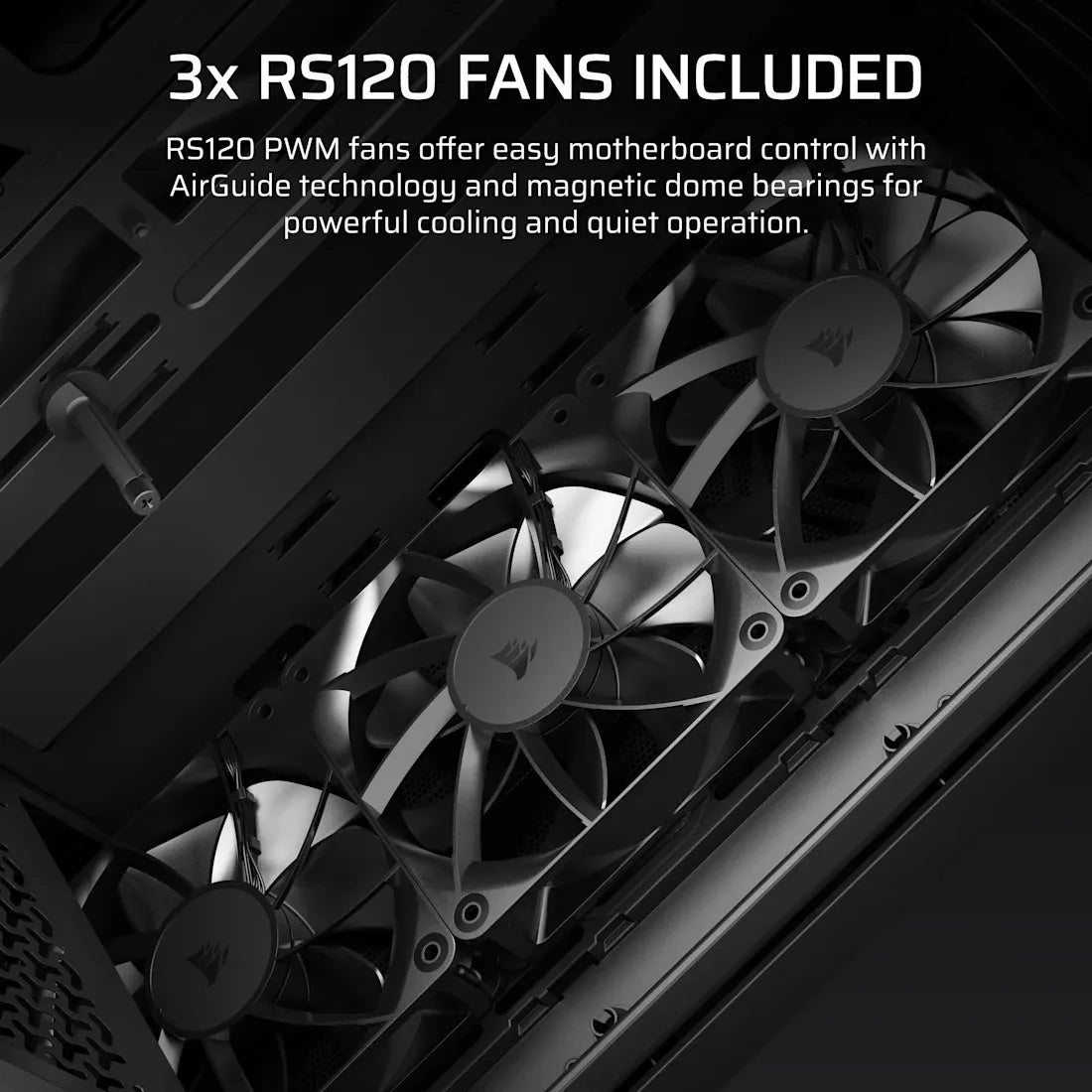 Corsair 3200D RS Mid-Tower PC Case; 3X RS120 Fans Incl Black. image 4