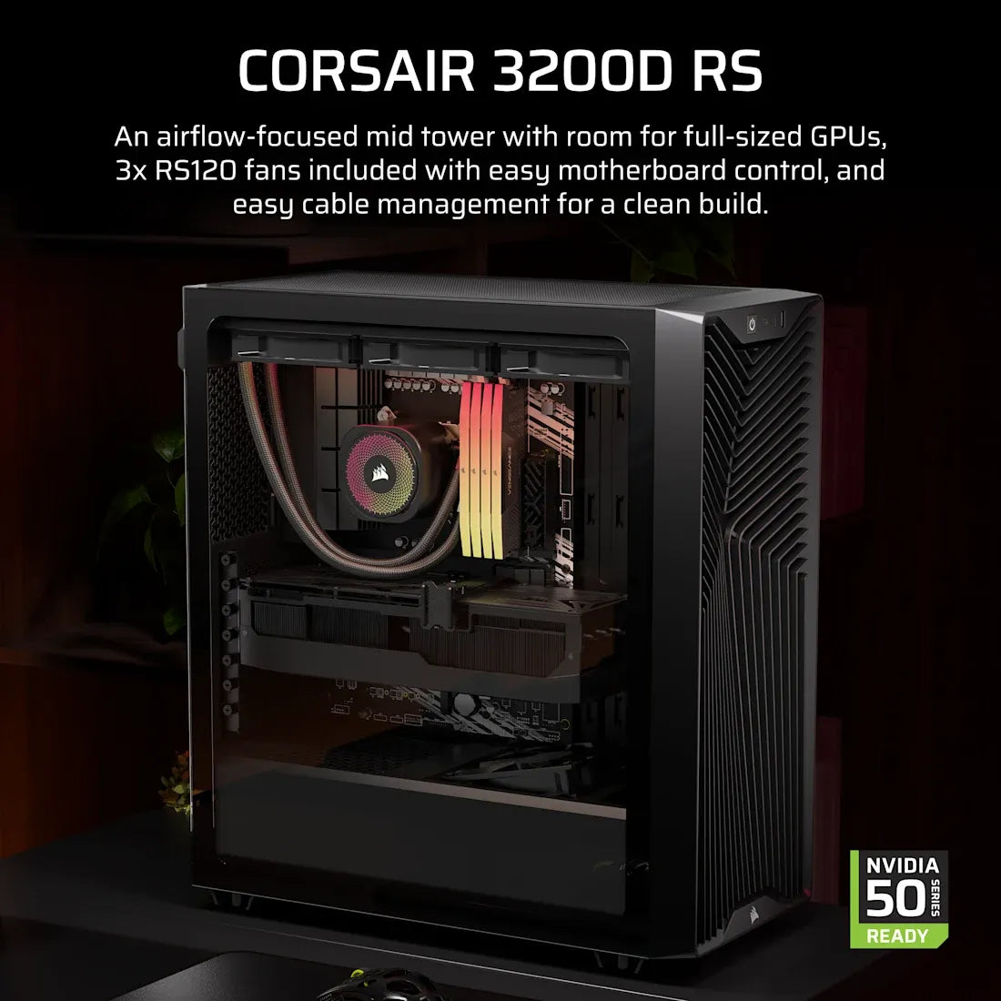 Corsair 3200D RS Mid-Tower PC Case; 3X RS120 Fans Incl White. image 4
