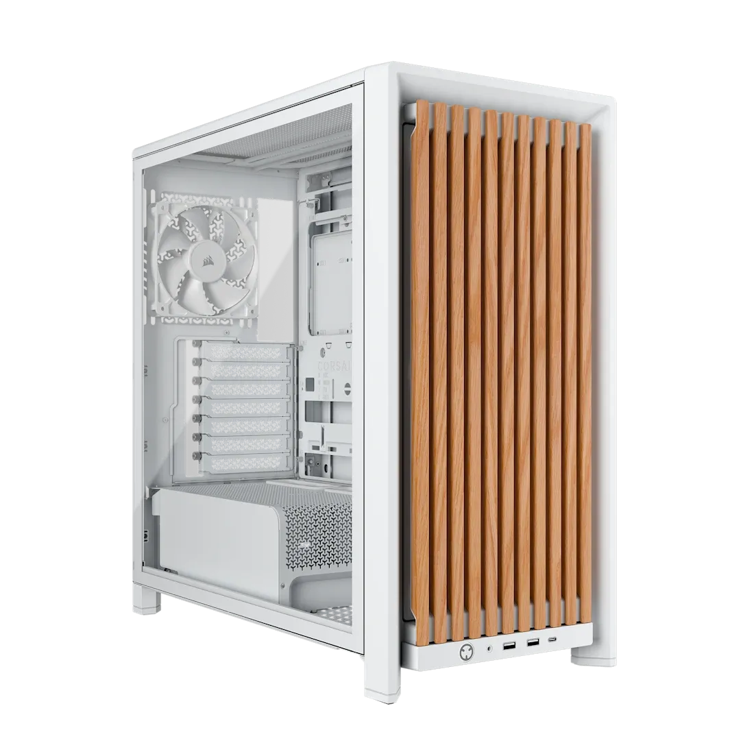 Corsair Frame 4000D RS Wood Modular High Airflow Mid-Tower PC Case; 4X RS Fans; White & Oak. image 3