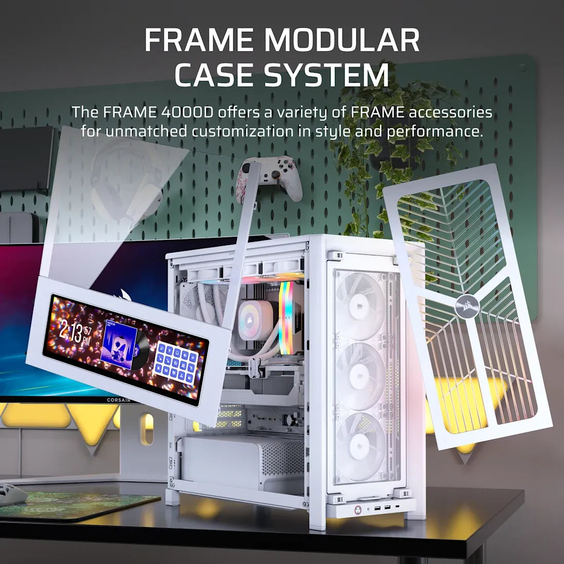 Corsair Frame 4000D RS Wood Modular High Airflow Mid-Tower PC Case; 4X RS Fans; White & Oak. image 4