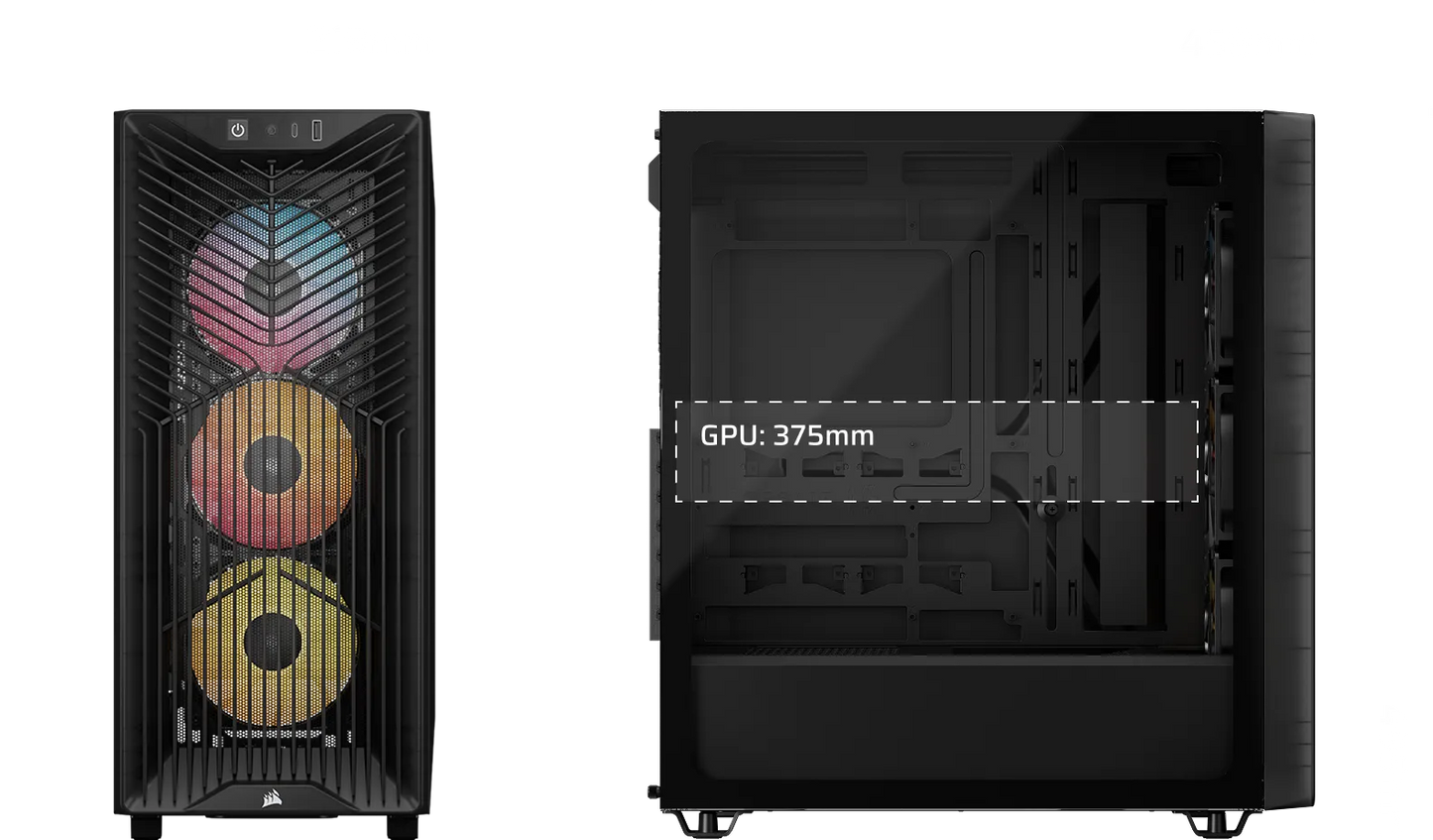 Corsair 3200D RS ARGB Mid-Tower PC Case; 3X RS120 ARGB Fans Incl Smoke. image 3