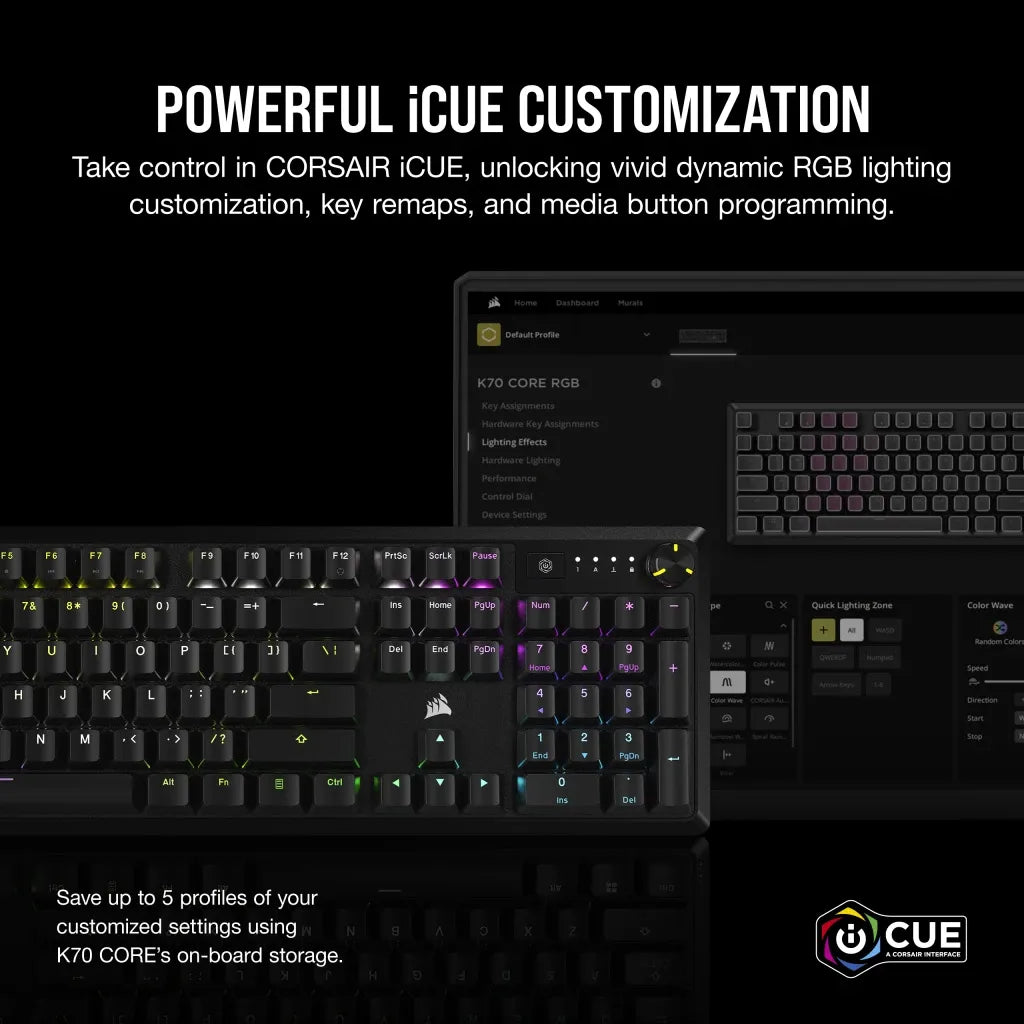 Corsair K70 Core RGB Mechanical Gaming Keyboard Corsair Red Linear Switches image 3