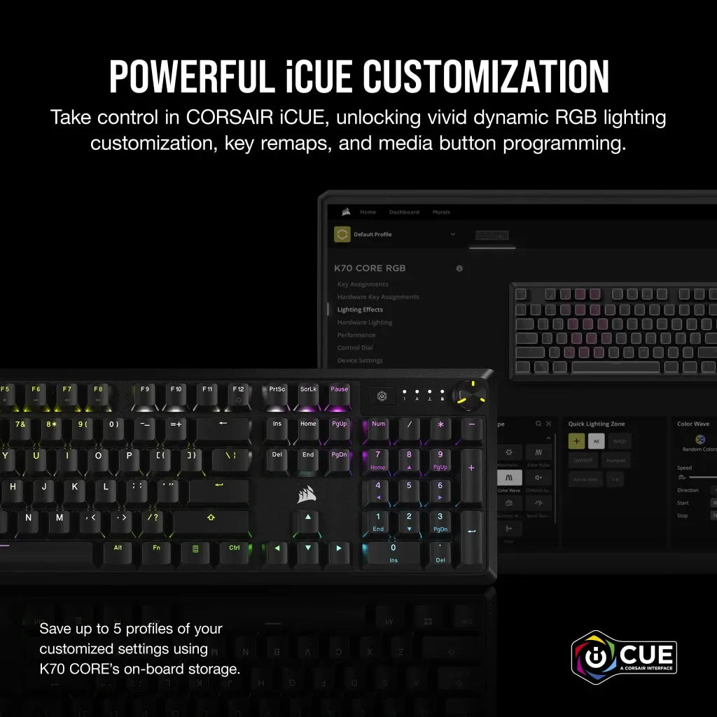 Corsair K70 Core RGB Mechanical Gaming Keyboard Corsair Red Linear Switches image 4