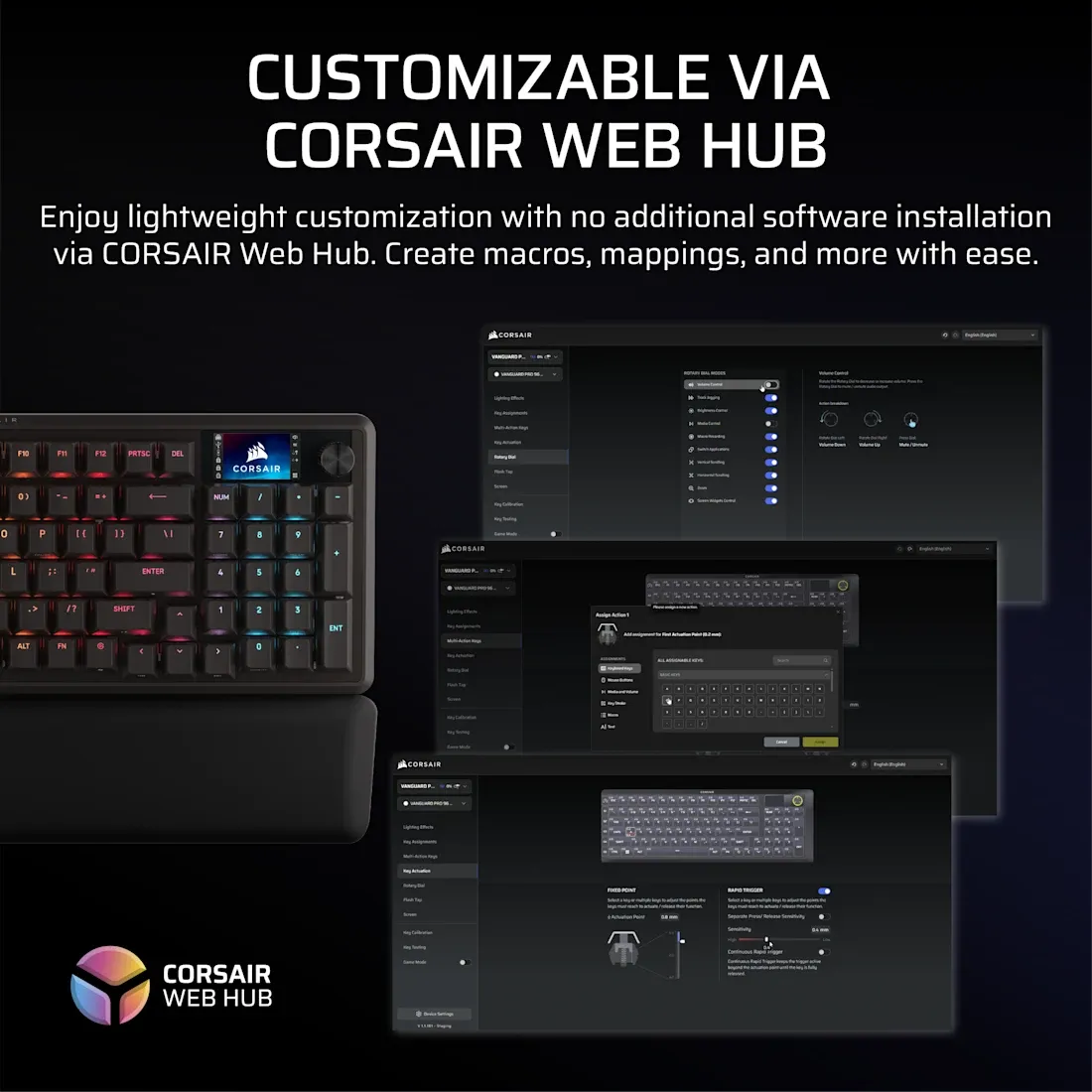 Corsair Vanguard Pro 96% Hall Effect Gaming Keyboard Mgx Hyperdrive Magnetic Switches Black. image 5