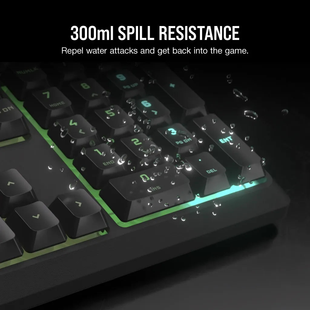 Corsair K55 Core Gaming Keyboard; Backlit Zoned RGB LED; Rubberdome image 3